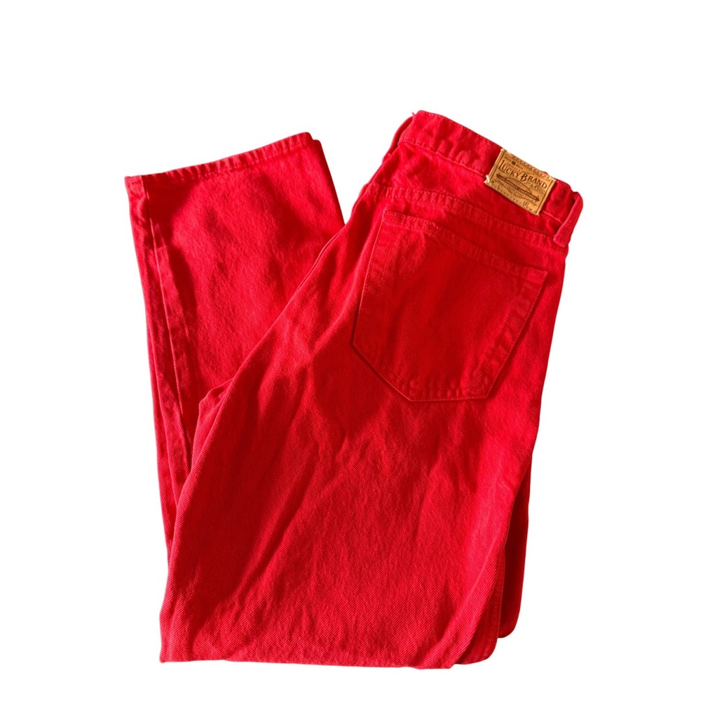 Lucky Brand Straight Crop Jeans Womens 6/28 Red Cotton Denim High Rise Boho Chic